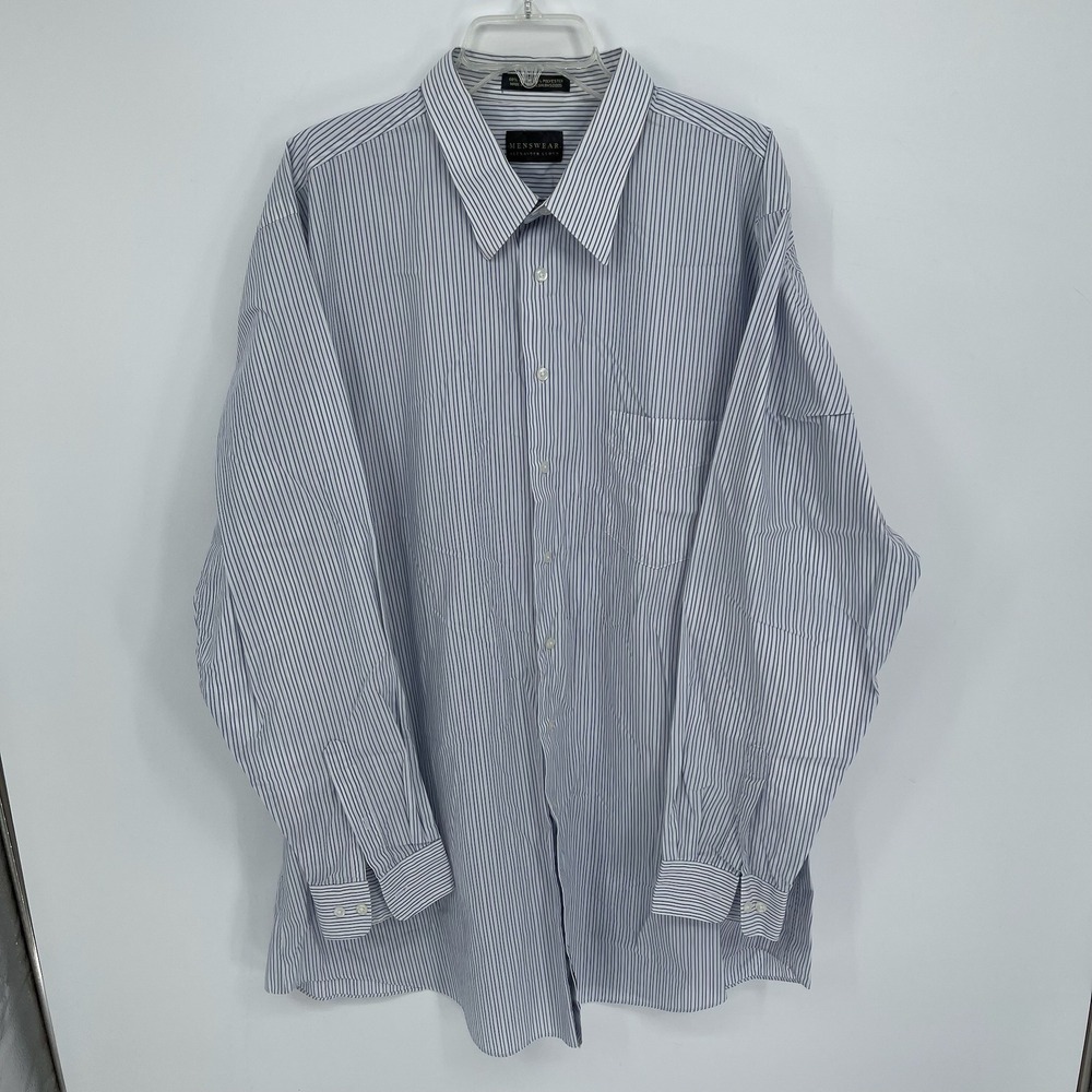Alexander Lloyd Men's Blue Striped Button-Down Shirt‎ Size 19" Neck Tall 2XL